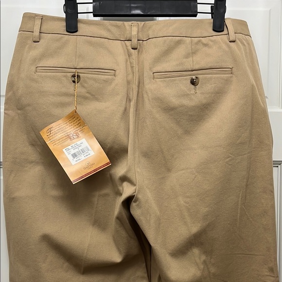 NWT Three Forks Cotton Blend Straight Leg Stretch Twill Khaki Trousers - Size 16 - Picture 8 of 15